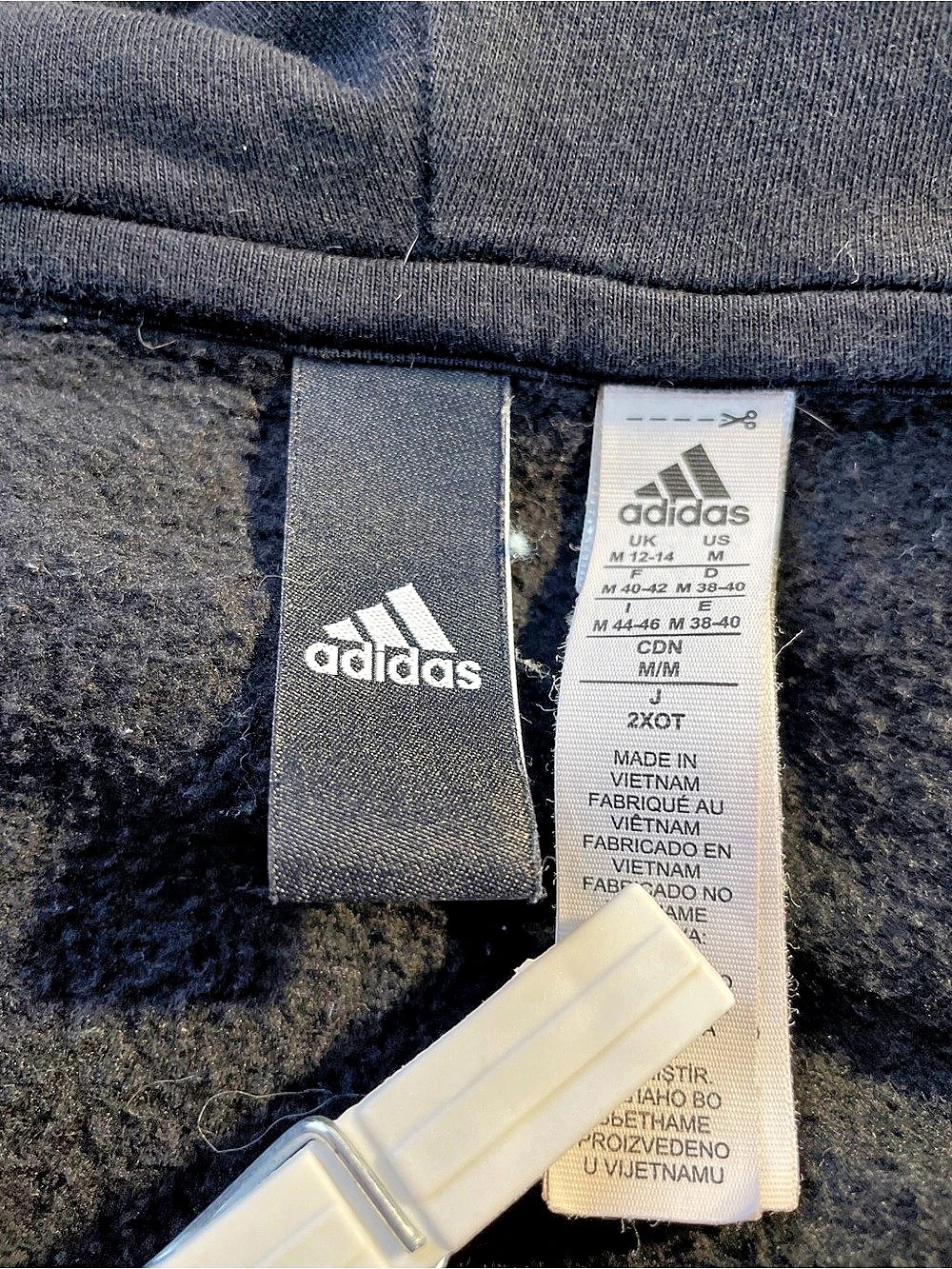 adidas Essentials Black & 3 White Stripe Full-Zip Fleece Hoodie Women's Medium - Picture 3 of 11